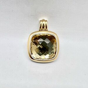 David Yurman Albion 20mm Champagne Citrine Pendant Enhancer With 18k Gold